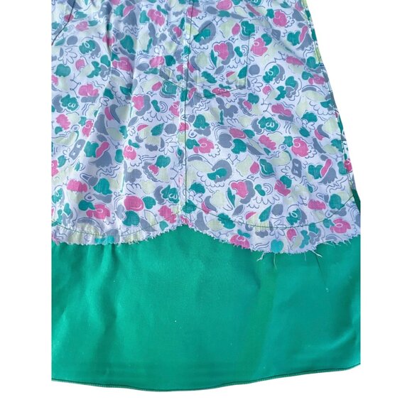 Vintage Apron With Scalloped Hem & Waistband Floral & Green 19" L Handmade - Picture 9 of 11